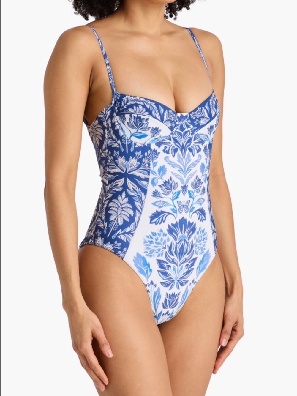 FARM Rio Blue & White Floral One-Piece Swimsuit